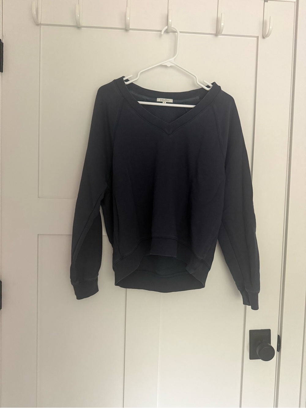 Z Supply V-Neck Pullover Sweatshirt in Black
